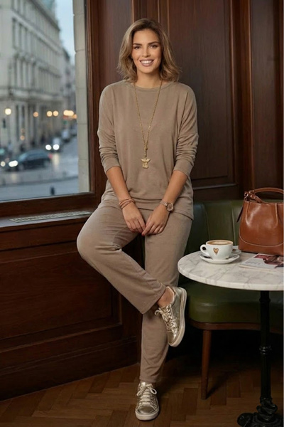 Nevin Kaya Moda Stone Color Lucky Pants Blouse Set