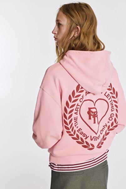 Pull & Bear Heart graphic hoodie