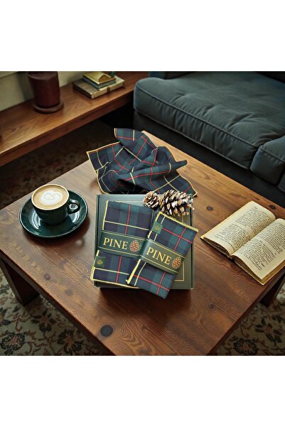 Pine Baby Home Ekose Desenli 2 adet 45 x 150 cm Runner Set Yılbaşı Davet Yeni yıl