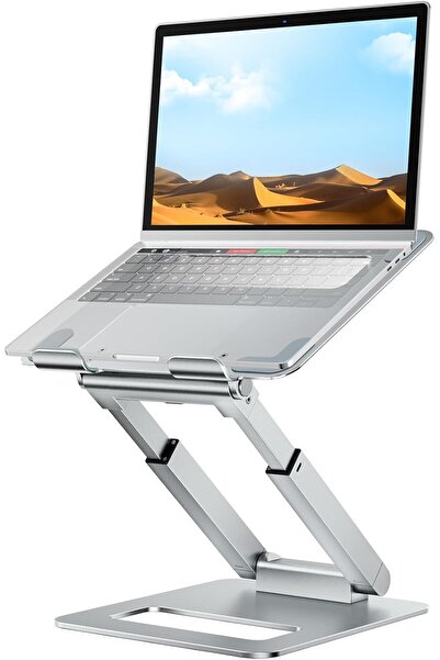 tounee حامل كمبيوتر محمول للمكتب، حامل تلسكوبي قابل للتعديل، يناسب أجهزة الكمبيوتر المحمولة مقاس 10-17 بوصة (فضي)