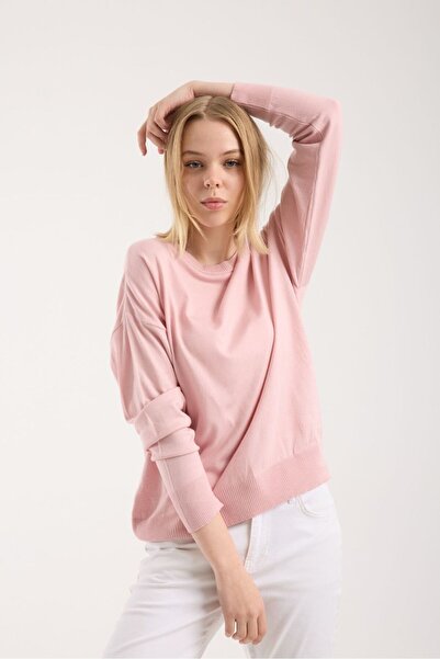 sumoda سترة نسائية محبوكة ذات ملمس ناعم وياقة دائرية أساسية