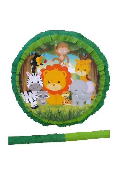 HappyHit Kids piñata, HappyHit, Jungle, round, with bat included, 35cm, handmade in Romania