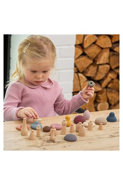 Pitikot Montessori Wooden and Silicone Mushroom Set – Sensory Toy for Children, 12 Pieces