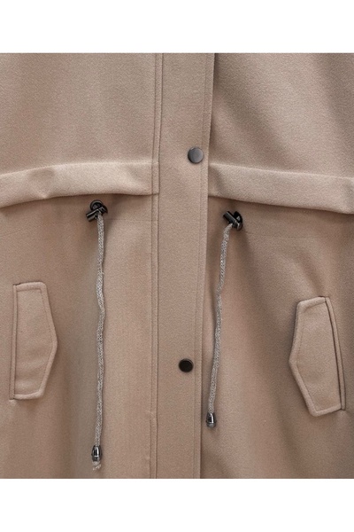 BENAHOLL Camilia Beli Tünelli Hooded Fur Full Length Coat-Zş4712 Mink