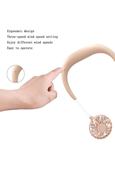 Generic Rechargeable Neckband Dual Fan ZY-A1 with 3 Speeds, USB Charging and Adjustable 360° Heads