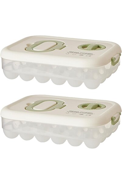 AZONEE 2-Pack Stackable Clear Egg Organizers with Lids and Handle
