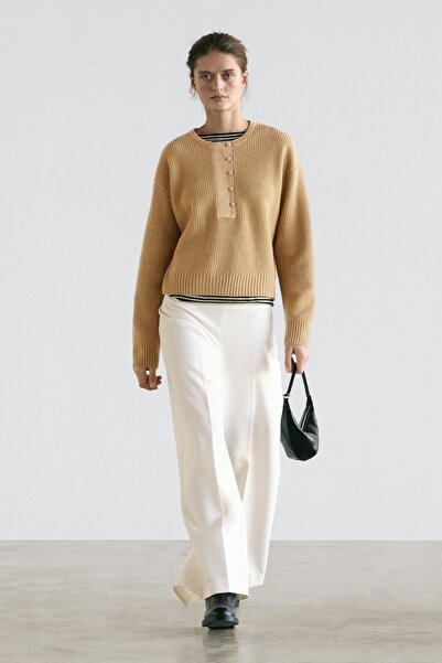 Massimo Dutti Geniş paça volanlı pantolon