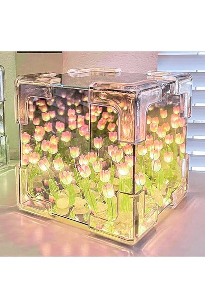 Generic DIY Tulip Night Light, 21 Flowers Cloud Mirror Tulip Lamp, Infinity M...