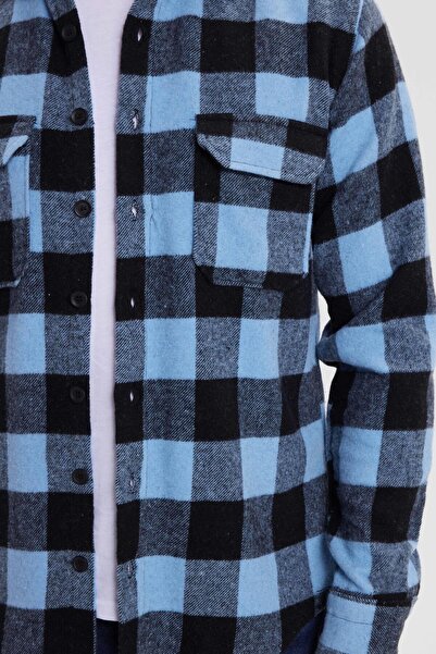 Tudors Men's slim fit long sleeve flap pocket plaid winter lumberjack shirt