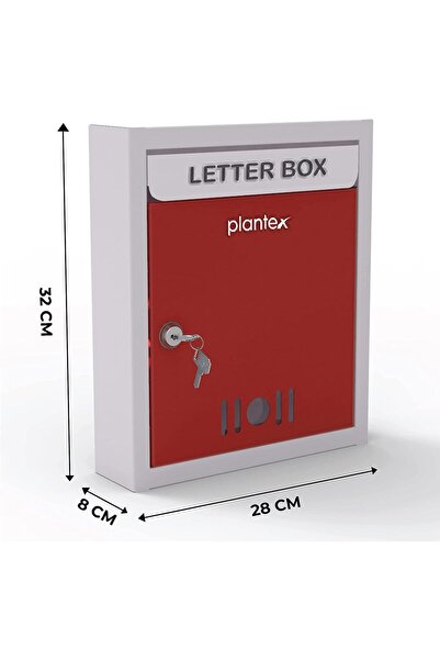 plantex Big Size Letter Box for Home/Mail Box/Letter Box for gate and Wall with Key Lock (Red & Ivor