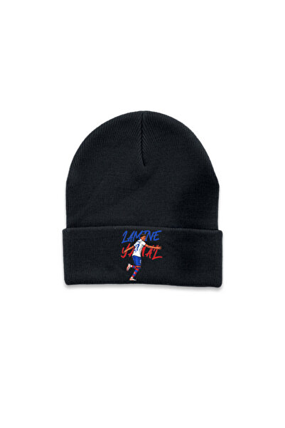 MODA Football Player Yamal Printed Black Folded Winter Hat Beanie