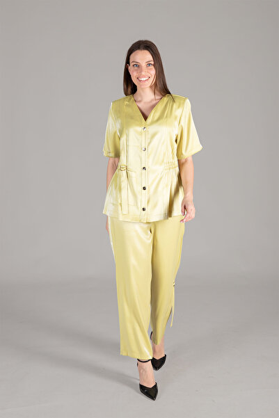 GUMANIZE Women's V-Neck Jacket Pants Set