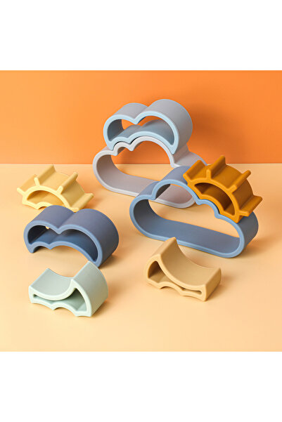 Pitikot Montessori Silicone Shapes Set – Clouds and Sun, Stackable, Sensory Toy for Children