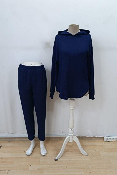 Mossta Hooded Pocket Meloni Blouse Trousers Double Suit - Navy Blue