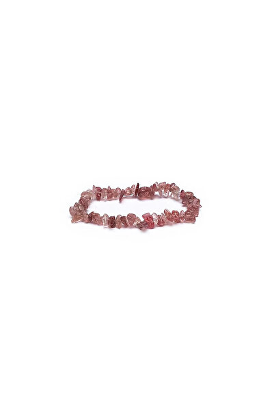 Bracelet Brățară elastică cu chipsuri de cuarț de culoarea căpșunilor -- ±0.7 cm