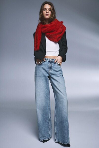 Pull & Bear Geniş paça düşük bel jean