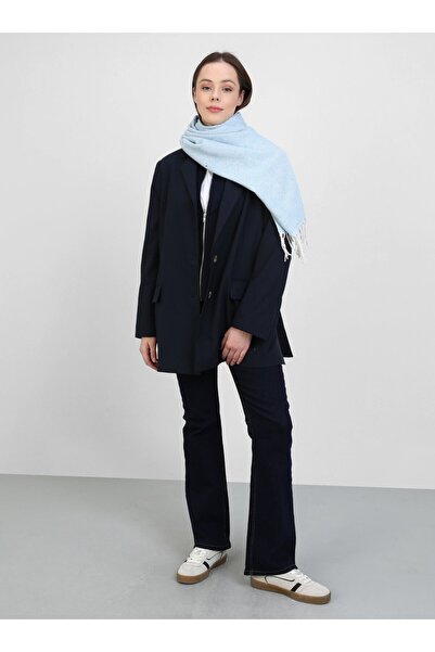 Tuva Herringbone Flat Shoulder Shawl - Ice Blue -