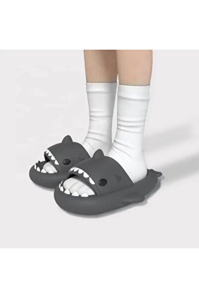 ADLUMUS Slippers for girls and boys, shark design / baby shark, BLACK, 28-29 EU