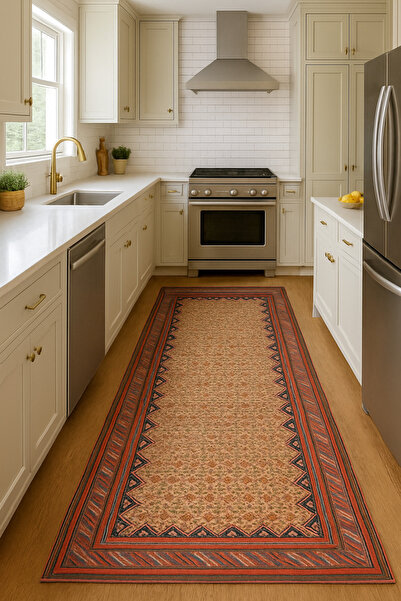 Dally Home DİJİTAL BASKILI Kaymaz Taban Yıkanabilir Modern Mutfak Halısı Salo...