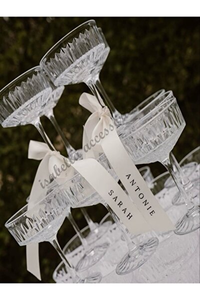 İsabella Accessories Kadeh Kurdelesi Düğün Tören İçin Kişiye Özel 2 Adet Kur...