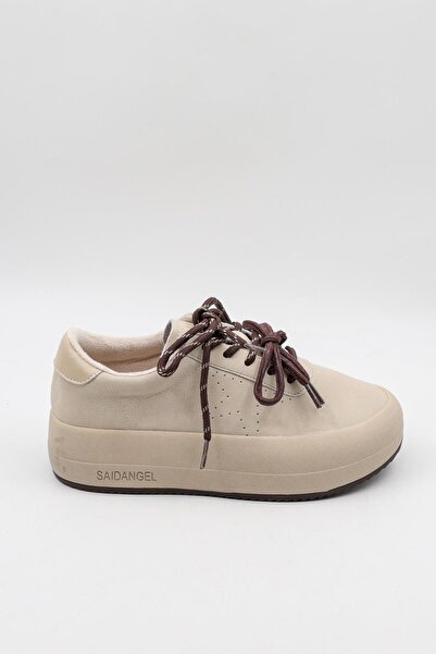Guja Kadın Bağcıklı Kadın Süet Deri Spor Ayakkabı GJ372 - Bej - 36