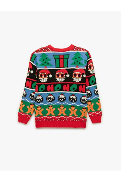 Koton Long Sleeve Crew Neck Christmas Patterned Knitwear Christmas Sweater