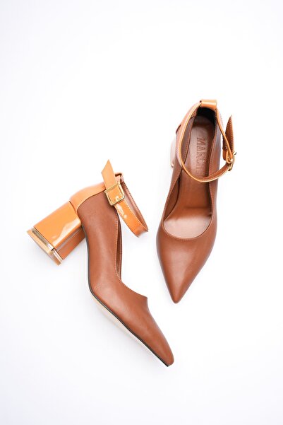 MARCHEO Estelle Women's Tan Thick Heeled Shoes