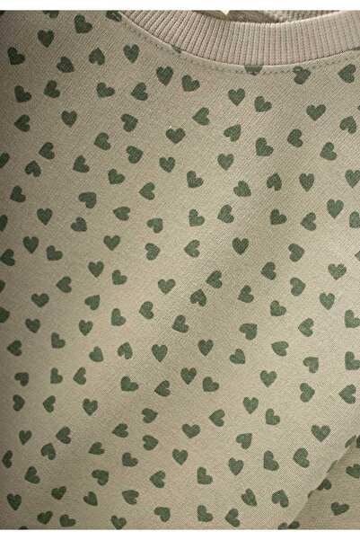 Cigit Sweatshirt Set 2-8 Years Old Heart Pattern