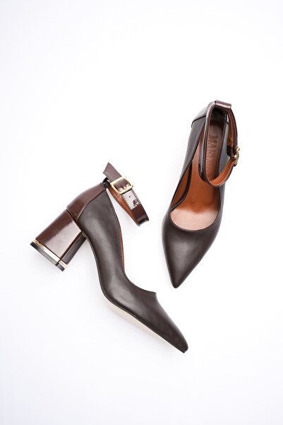 MARCHEO Estelle Women's Bitter Brown Thick Heeled Shoes