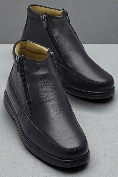 ISPARTALILAR 5499 Genuine Leather Men's Boat Shoes Orthopedic Sole Double Zipper Leather Men's Boots