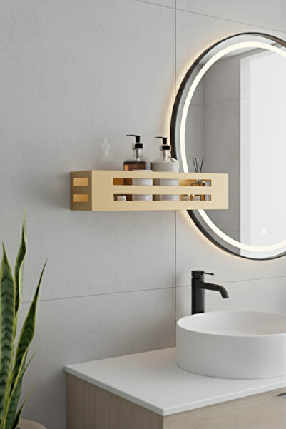 Grandmix Metal Bathroom Wall Shelf Black Shampoo Holder and Soap Dish Organizer 35X8 cm