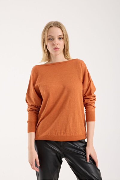 sumoda Women's Knitwear Sweater Soft Texture Boat Neck Backless Basic