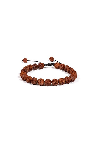 Bracelet Mala/brățară reglabilă, Rudraksha 21 mărgele -- 0.8 cm
