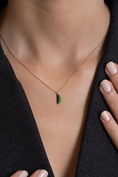 Bayar Gold 14 Ayar Altın Karpuz Detaylı Minimal Kolye