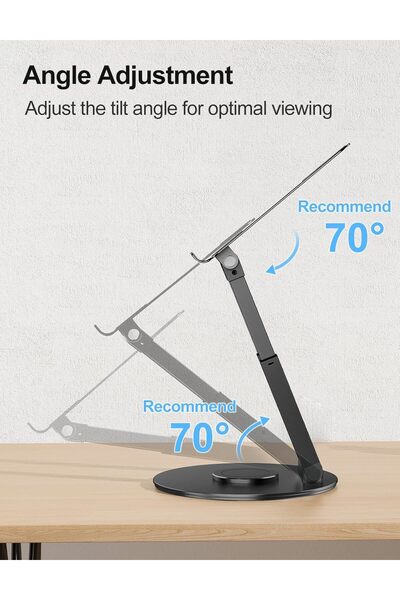 tounee Telescopic Laptop Stand - 360° Swivel, Height Adjustable 2.1"–21", for 10–17" Laptops (B
