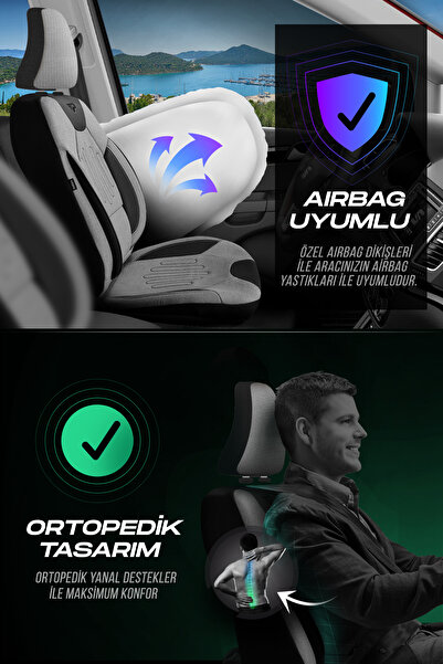 Panda Kılıf Panda Vibe Series Linen Fabric Car Seat Cover - Full Set