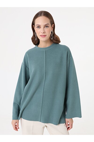 Benin Φούτερ oversized με λεπτομέρεια ραφής - Νεροπράσινο -