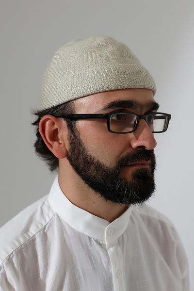 ihvan online Χειμερινό καπέλο Orlon με απλό σχέδιο με διπλωμένο σχέδιο - Κρεμ