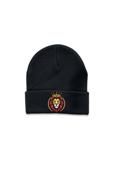 MODA Șapcă de iarnă pliabilă Aslan Lion cu imprimeu neagră