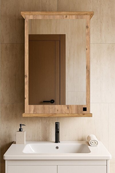 Orysa Design AD-2 Banyo Dolabı, Tek Kapaklı Lavabo Üstü Aynalı Banyo Dolabı - Atlantik Çam