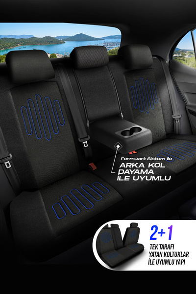 Panda Kılıf Panda Vibe Series Linen Fabric Car Seat Cover - Full Set