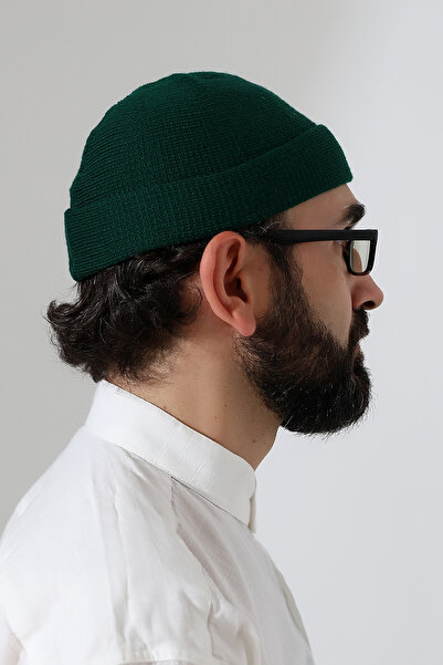 ihvan online Χειμερινό καπέλο Orlon με απλό σχέδιο με πράσινο διπλωμένο σχέδιο