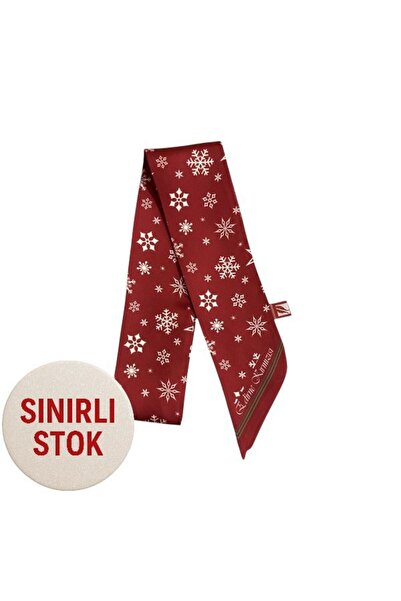 EDİRNE KIRMIZISI Kar Tanesi Baskılı Dar Fular