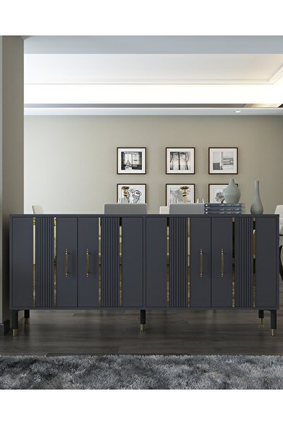 DEMONTE DECOR 8228-128DD KX180 KONSOL,TV ÜNİTESİ ANTRASİT-ALTIN