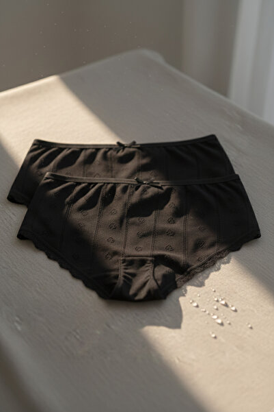 Altınay Luxury Lace Jacquard 100% Cotton 2-Piece Women's White Bato Panties Jak2A