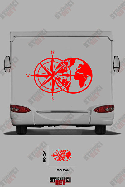 STİCKERCI BEY ملصق تزيين للعربات المتنقلة بتصميم البوصلة والعالم
