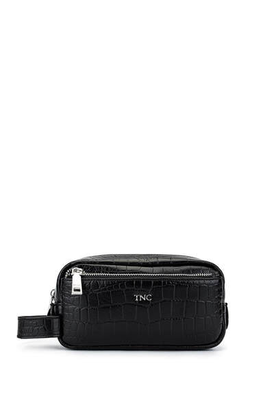 Tamer Tanca Erkek Hakiki Deri Siyah Kroko El Çantası