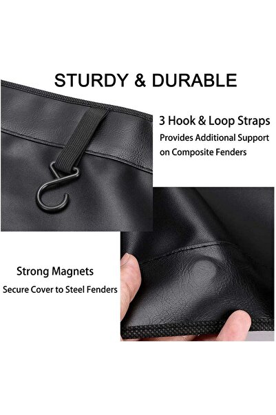 Generic Roboraty 3Pcs Magnetic Fender Cover PU Leather Protective Mat, Blue 110x45cm
