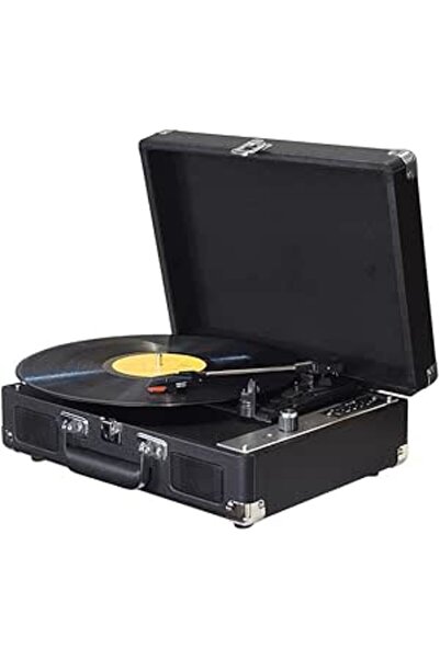 EACAM مشغل أسطوانات فينيل - BT Vintage 3-Speed Portable Travelcase Turntable ...