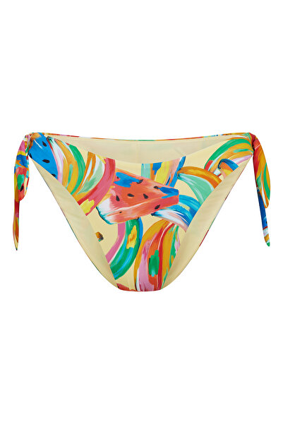 ESOTIQ Women's Swimming Briefs Bikini Bottom Panties Side Tie Tropical Colorful Pattern | Kaia
